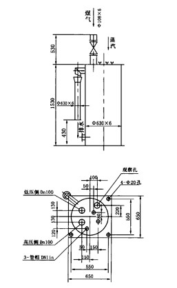 煤氣排水器JD-2PS-36、12型煤氣管道雙管高低壓冷凝水排水器（水封高度36000 12000mm）