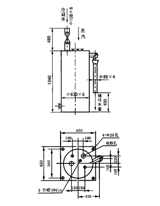 JD-1PS-30型煤氣管道單管三室冷凝水排水器（水封高度3060mm）